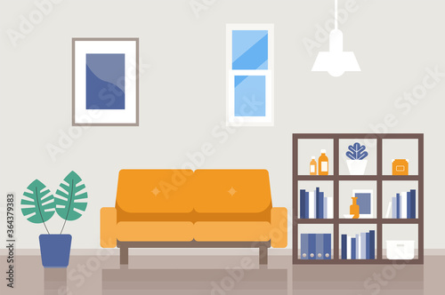 Vector illustration of the living room furniture. Concept for relax at home, stay at home illustration.