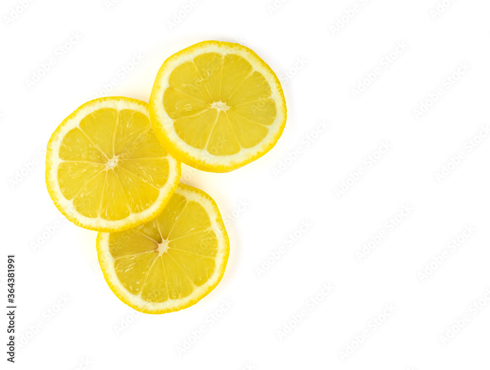 Stacked lemon on white background, top view, with clipping path Stacked lemon on white background, top view, with clipping path