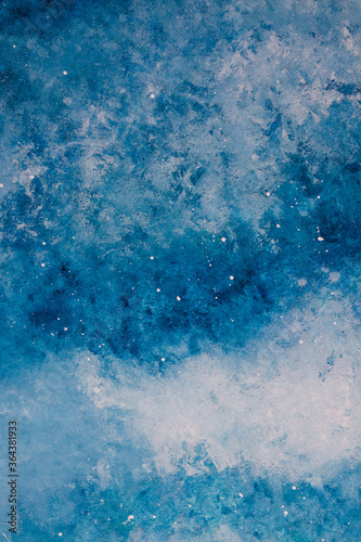 white and blue abstract painting reminiscence of ocean texture with waves or starry night with clouds