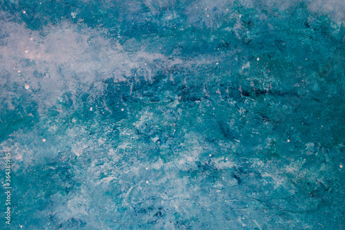 white and blue abstract painting reminiscence of ocean texture with waves or starry night with clouds