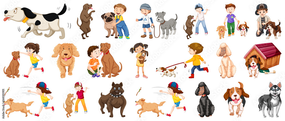 Set of dog cartoon character Set of dog cartoon character