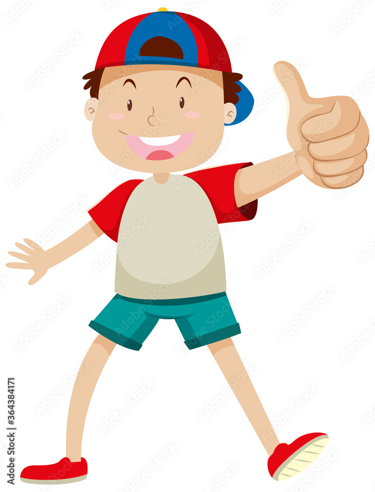 A boy with thumb up posing in happy mood isolated A boy with thumb up posing in happy mood isolated
