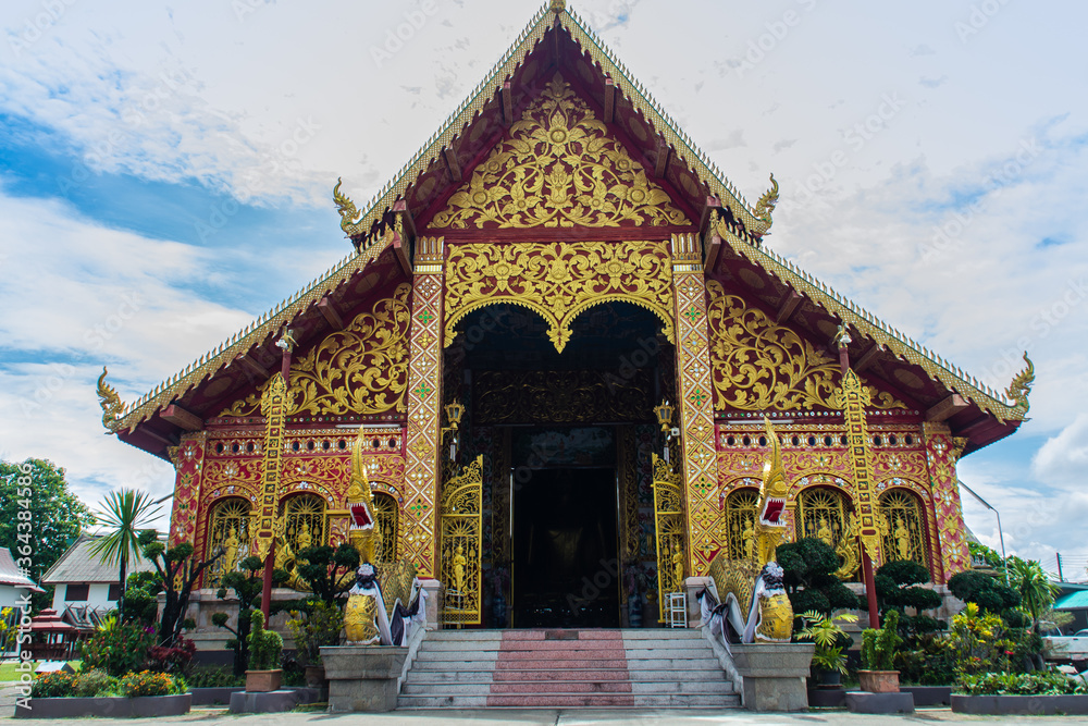 Beautiful art, religious places and religious objects of Wat Jedyod, Chiang Rai, Thailand. Wat Chet Yot is a temple that has been renovated from the remains of an ancient temple.