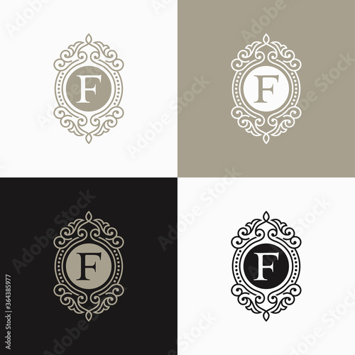 Luxury Letter Logo. Simple and elegant floral design logo  Elegant linear luxury vector logo design