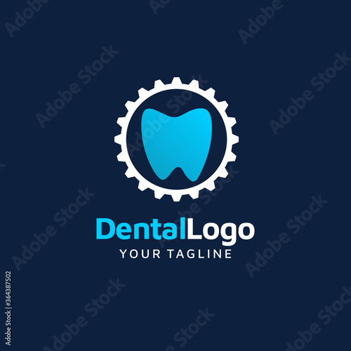 Gear &  Dental Logo Template Design Vector