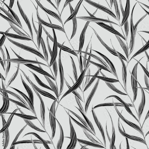 Seamless pattern with plants. Pencil drawing. The print is used for Wallpaper design, fabric, textile, packaging.