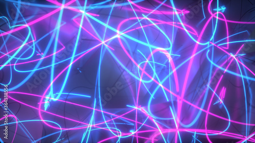 Neon curved glowing blue an...