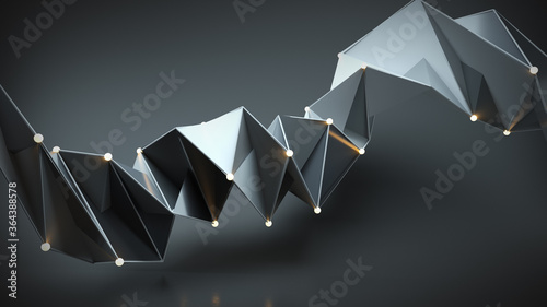 Polygonal black shape 3D render illustration photo