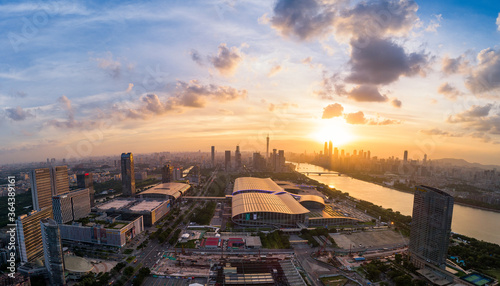 Photos sunset view of guangzhou city,canton fair guangzhou international exhibition cen
