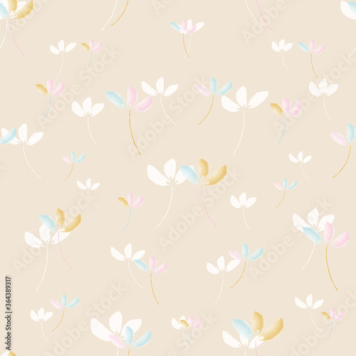watercolor floral cute retro style seamless pattern design