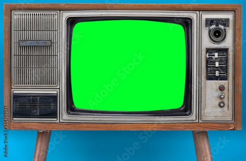Television with green screen.