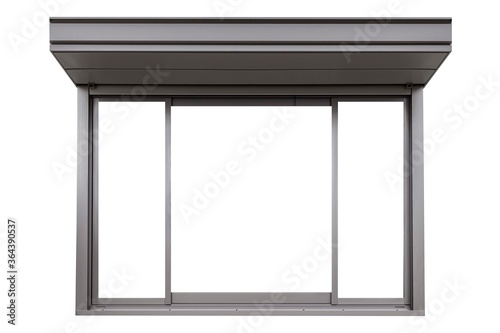 Silver Black aluminium window frame isolated on white background
