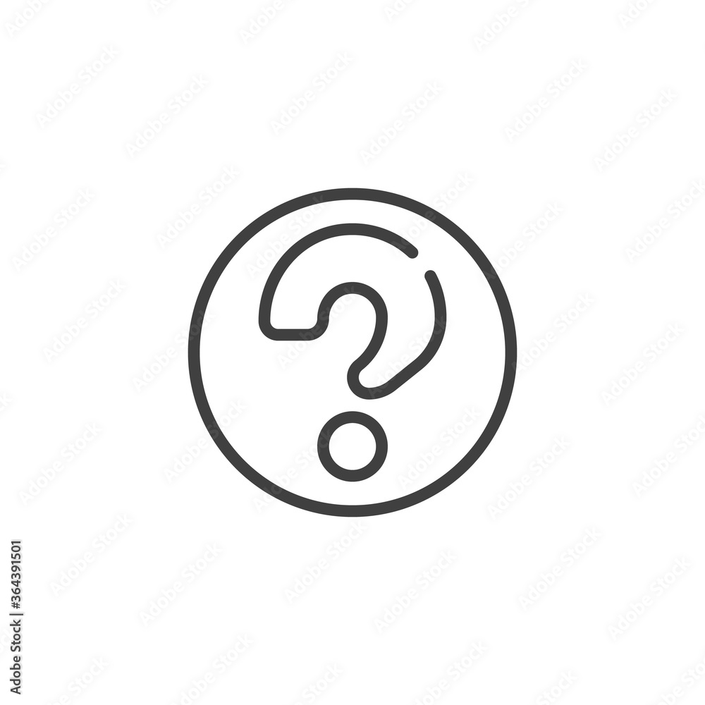 Question Support line icon. linear style sign for mobile concept and web design. Question mark outline vector icon. Symbol, logo illustration. Vector graphics Question Support line icon. linear style sign for mobile concept and web design. Question mark outline vector icon. Symbol, logo illustration. Vector graphics
