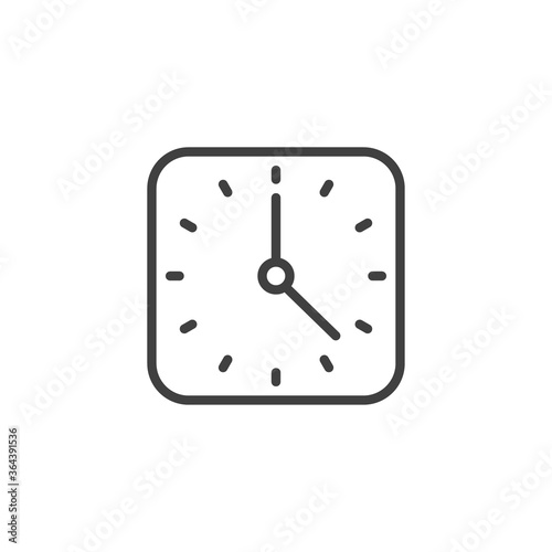Square clock line icon. linear style sign for mobile concept and web design. Clock time outline vector icon. Symbol, logo illustration. Vector graphics