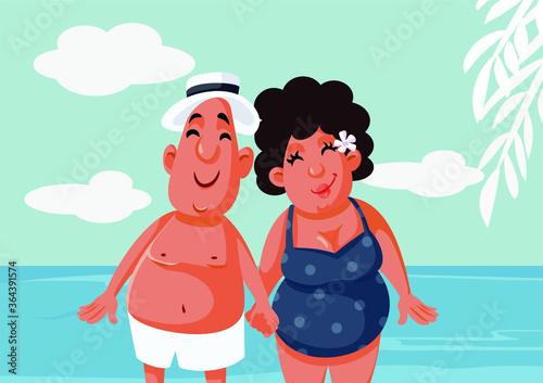 Tourist Couple Hand in Hand at the Beach
