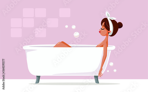 Woman Relaxing in a Bathtub Taking a Long Bath