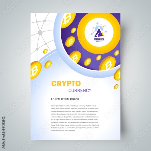 Cryptocurrency flyer design template blockchain coin