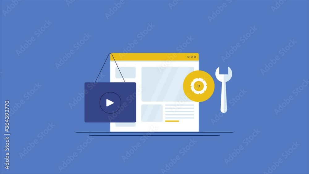 Web development process, website maintenance, digital solution, web page building, cloud software technology. Website management and communication. 2d animation, 4k video clip.