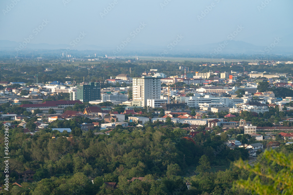 Cityscape view of Chiang Rai province the northernmost large city in Thailand.