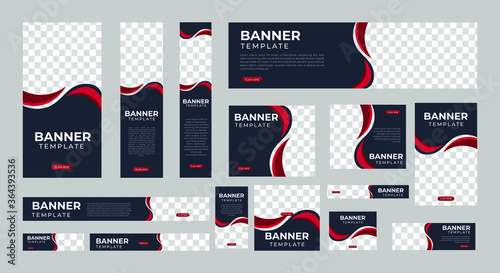 set of creative web banners of standard size with a place for photos. Vertical, horizontal and square template. vector illustration EPS 10