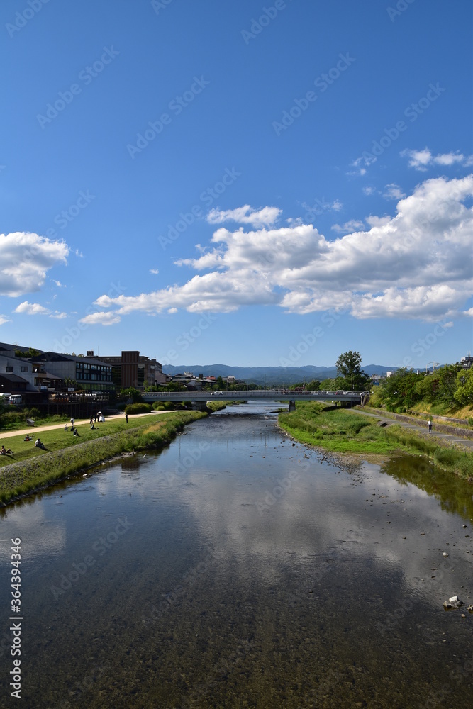 Kamo river in Kyoto, Japan