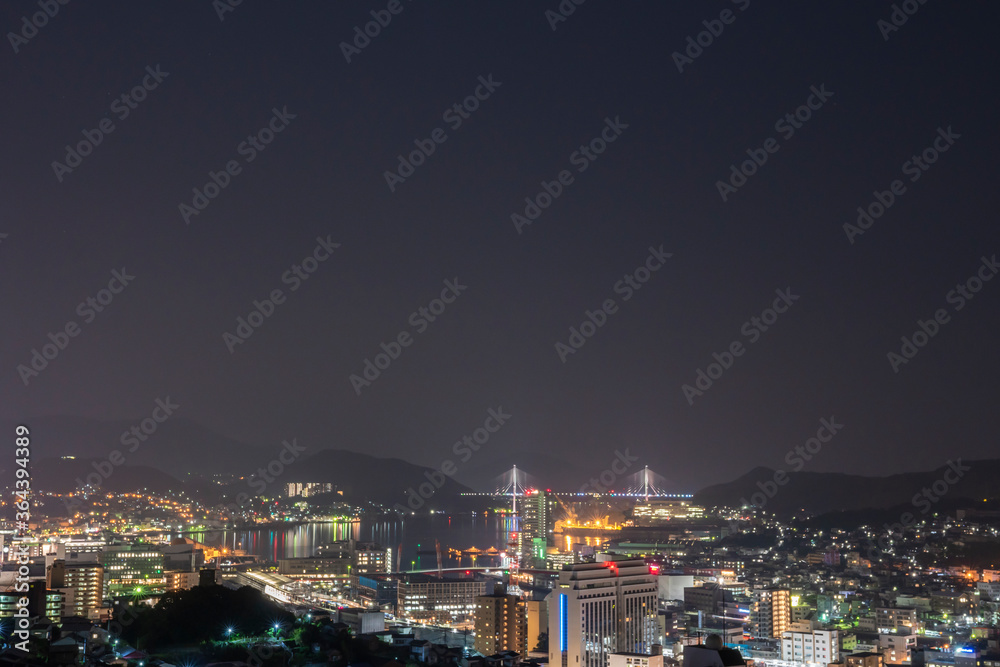 長崎に暮らす人が見る夜景　長崎港と女神大橋を望む