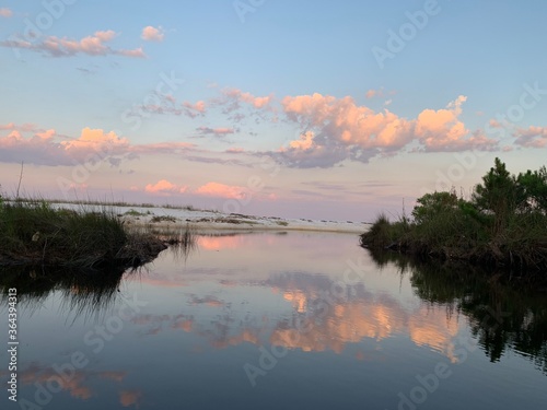 sunset over the lake