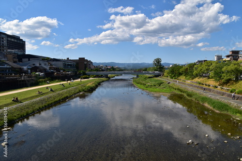 Kamo river in Kyoto  Japan