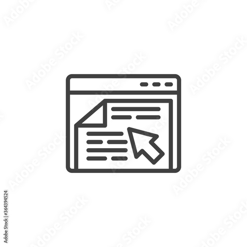 Online financial report line icon. linear style sign for mobile concept and web design. Website page with document file outline vector icon. Symbol, logo illustration. Vector graphics