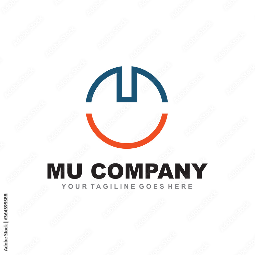 MU letter initial logo design template