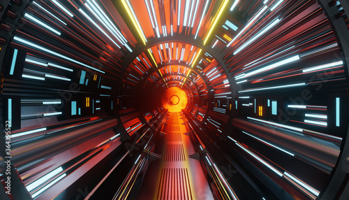 Explosion in a Science fiction Tunnel Animation