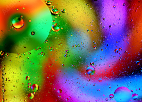 Multicolored bubbles. Drops of oil in the input.