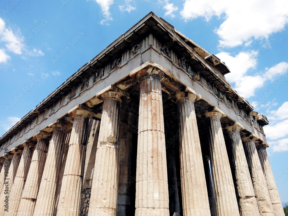 The Temple of Hephaestus in Athens, GREECE. A well-preserved Doric order classical Greek temple located at the Agora of Athens The Temple of Hephaestus in Athens, GREECE. A well-preserved Doric order classical Greek temple located at the Agora of Athens