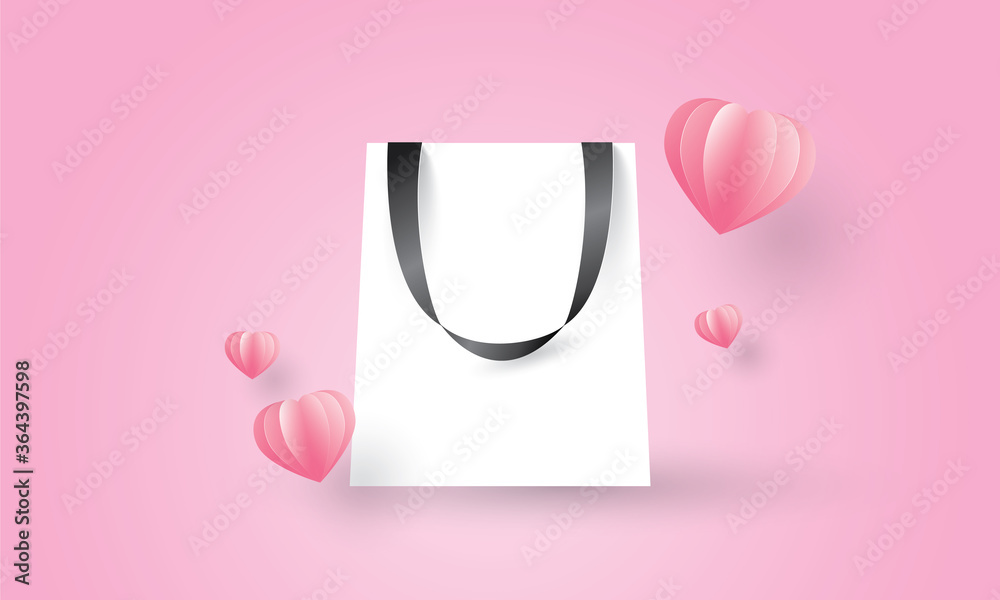 Shopping bag with blank screen on Pink background, Vector Mock up Shopping bag with blank screen on Pink background, Vector Mock up