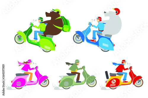 Classic Scooter - Vector Illustration