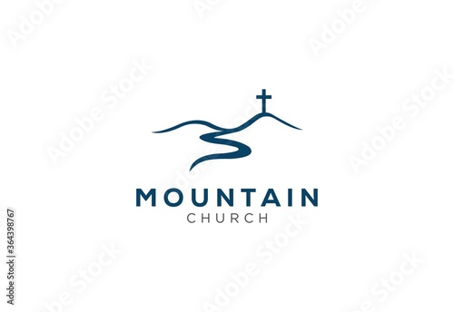 Fototapete church logo designs with mountain