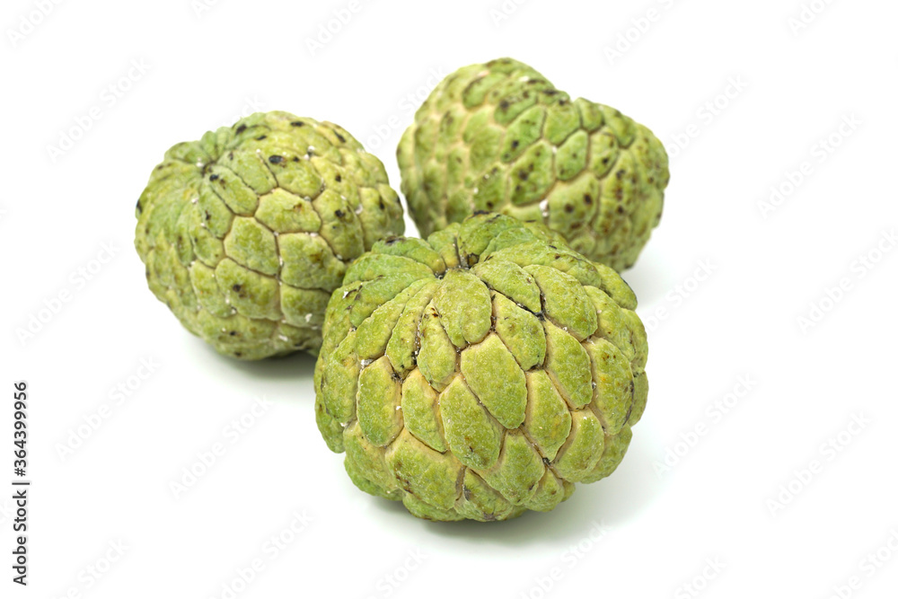 Fototapeta premium Fresh from nature organic Sugar apple isolated on white.