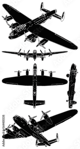 Military Propeller Airplanes Vector 