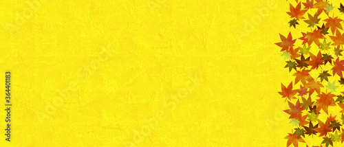 金色のテクスチャー背景と紅葉
Autumn leaves material.
Traditional material on golden background.