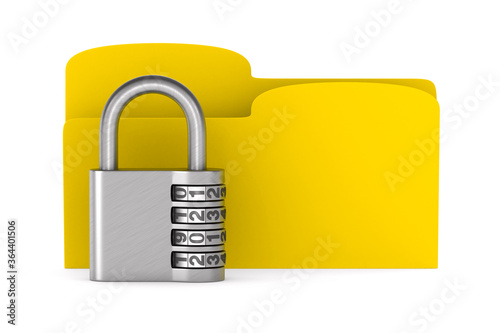 padlock and folder on white background. Isolated 3D illustration