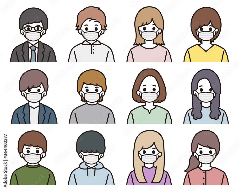 男性 女性 アイコン マスク イラスト 男性 女性 アイコン マスク イラスト