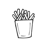 illustration of french fries fast food in doodle