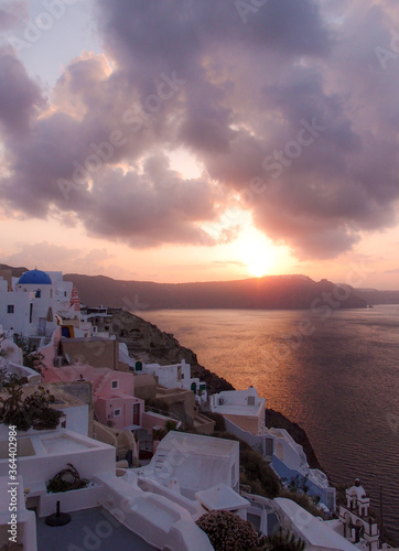 Sunrise in Oia in Santorini early in the morning with no people. Oia, Santorini, Greece, December 25, 2013. © pict-japan