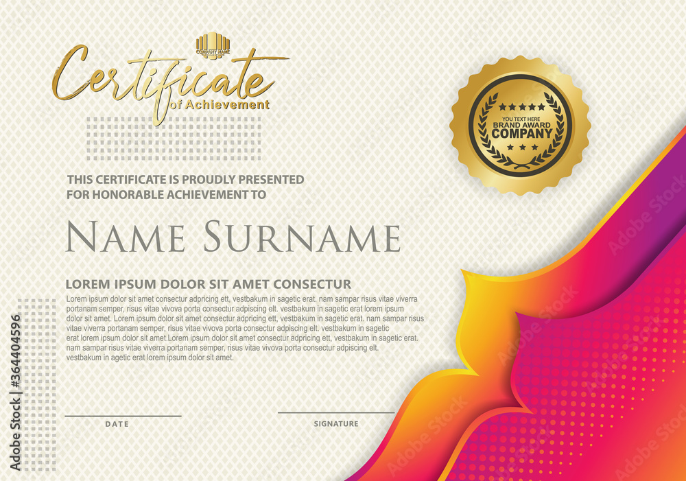 Fototapeta premium certificate template with dynamic and futuristic texture pattern background