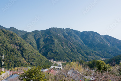 Beautiful scenic view from Kumano Nachi Taisha in Nachikatsuura, Wakayama, Japan.