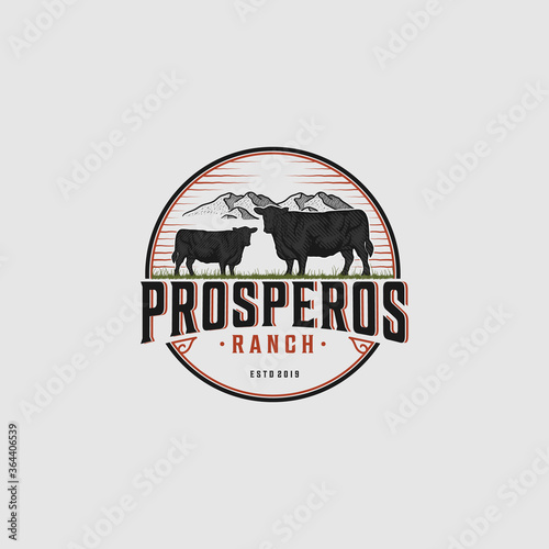 Black Angus Vintage Logo Design Inspiration For Ranch Business