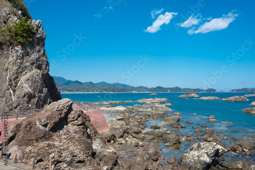 Ojaura Coast in Nachikatsuura, Wakayama, Japan. It is part of the Yoshino-Kumano National Park and Nanki Kumano Geopark. photo