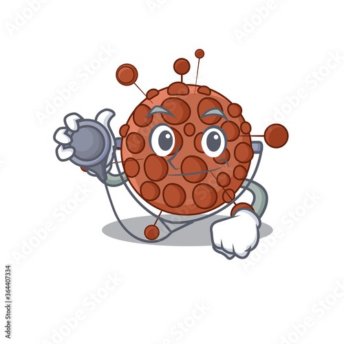 A dedicated neisseria doctor caricature design working with tools