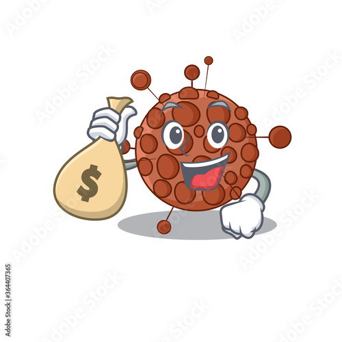 Crazy rich Cartoon picture of neisseria having money bags