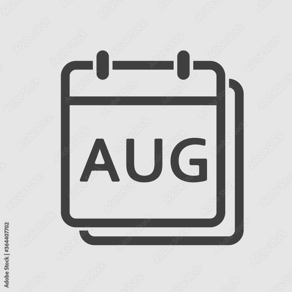 Vector icon day calendar, summer month August Vector icon day calendar, summer month August